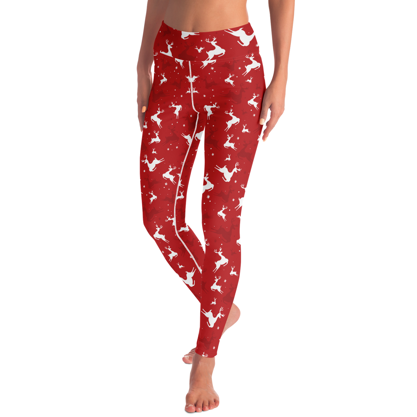 Christmas Reindeer Leggings front pose