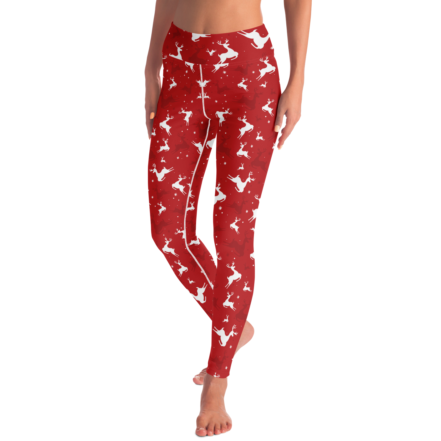 Christmas Reindeer Leggings front pose