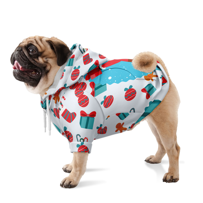 Side view of dog wearing Christmas Santa Dog Hoodie