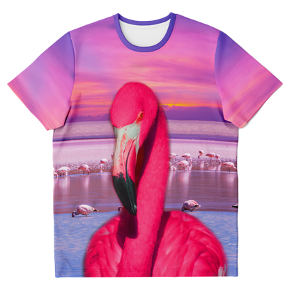 flamingo print t-shirt,
pink tshirt,
bird print