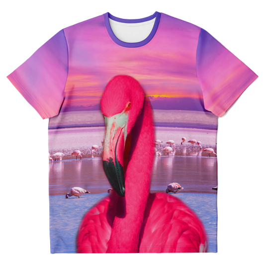 flamingo print t-shirt,
pink tshirt,
bird print