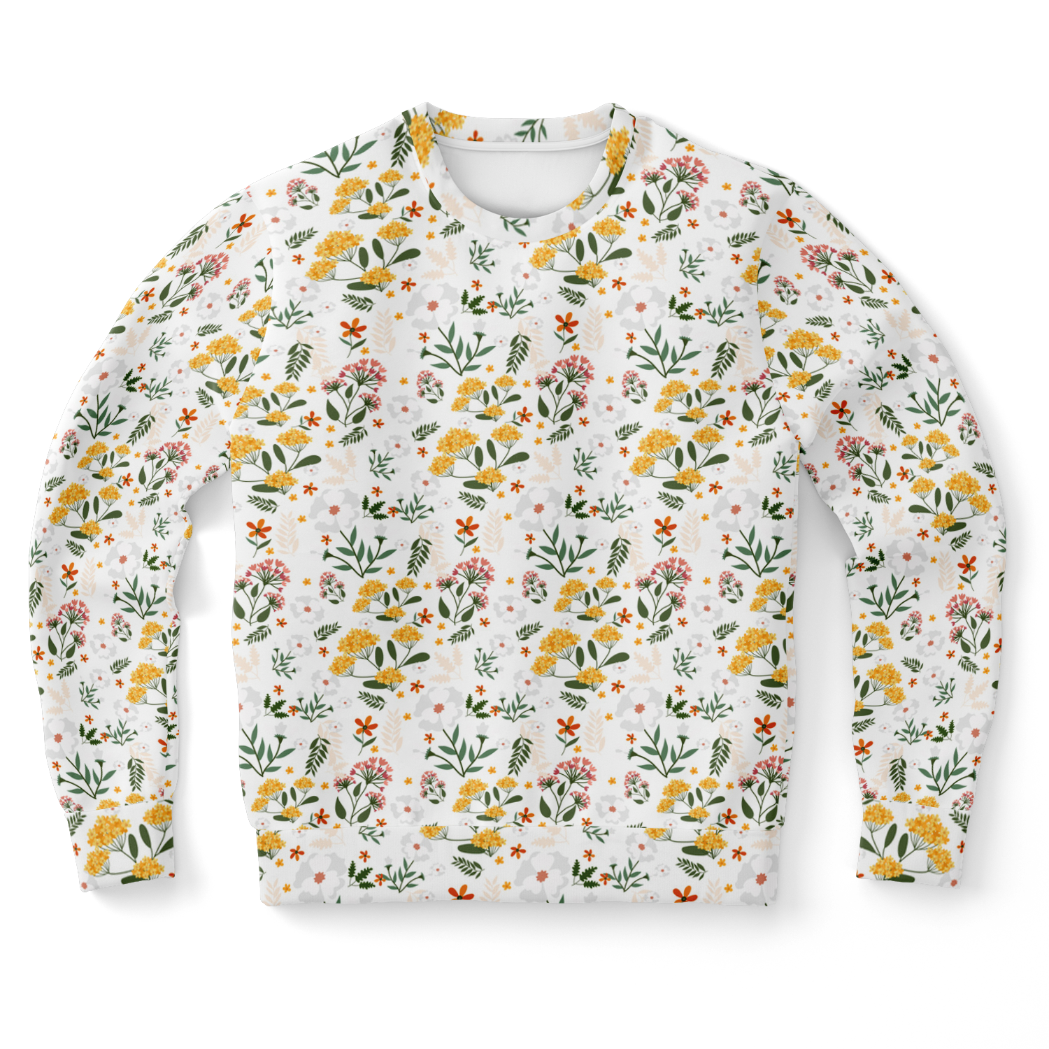 floral print sweatshirt,
unisex sweatshirt,
white sweatshirt