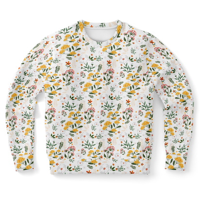 floral print sweatshirt,
unisex sweatshirt,
white sweatshirt