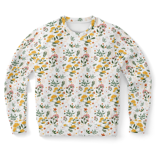floral print sweatshirt,
unisex sweatshirt,
white sweatshirt