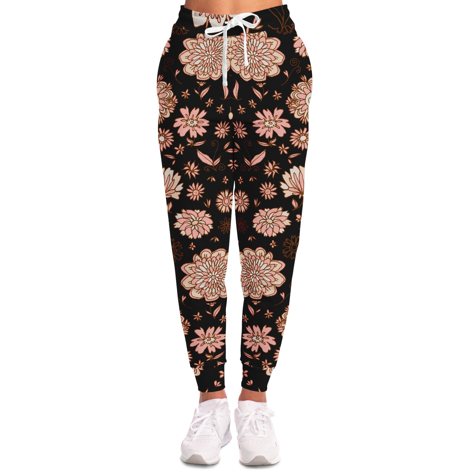 Floral Print Joggers for Women – Front view with a soft feminine floral style