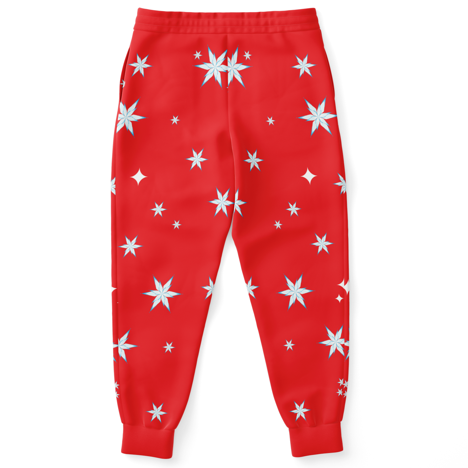Back view of Festive Glow Joggers showing full Christmas star print