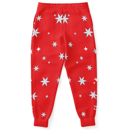 Back view of Festive Glow Joggers showing full Christmas star print