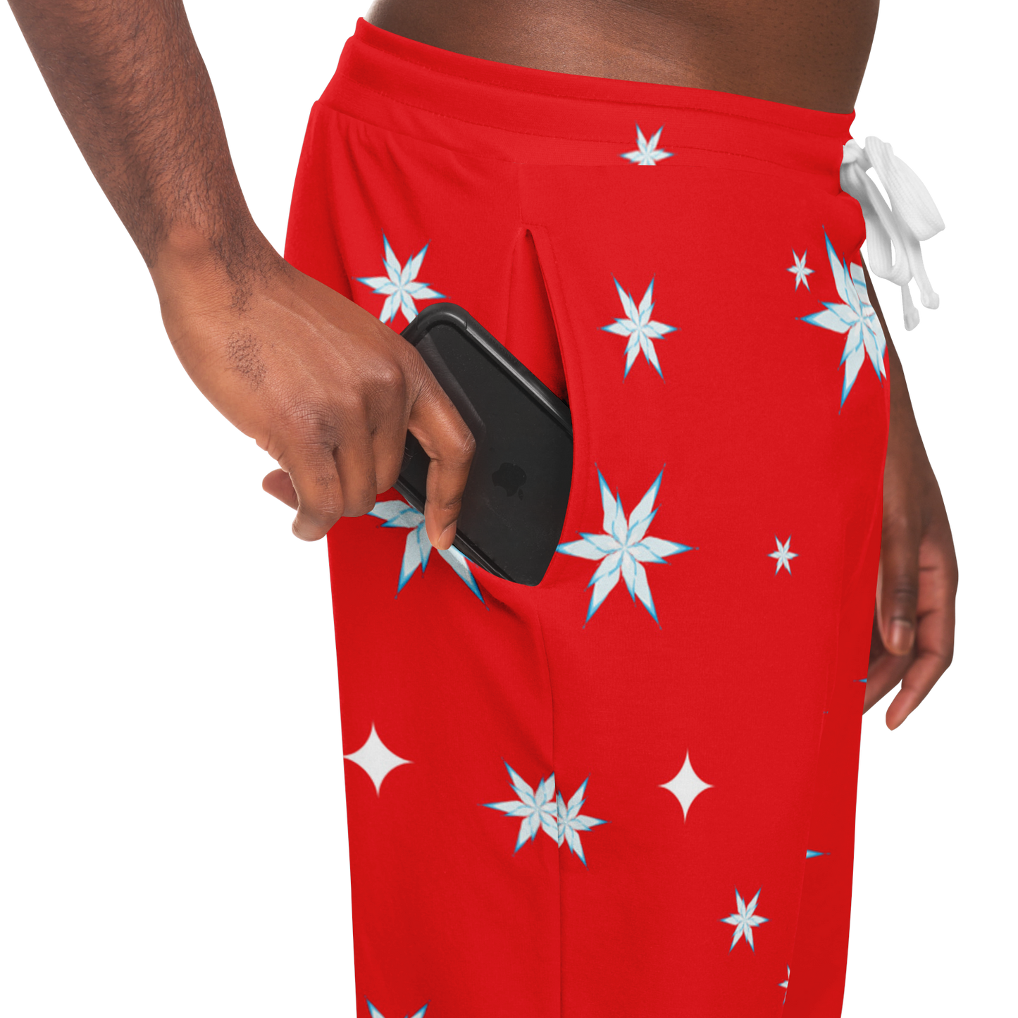 Closeup of Festive Glow Joggers pocket with star details