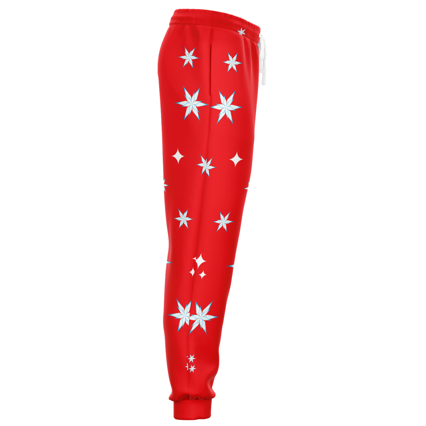 Left side view of Festive Glow Joggers with festive star design