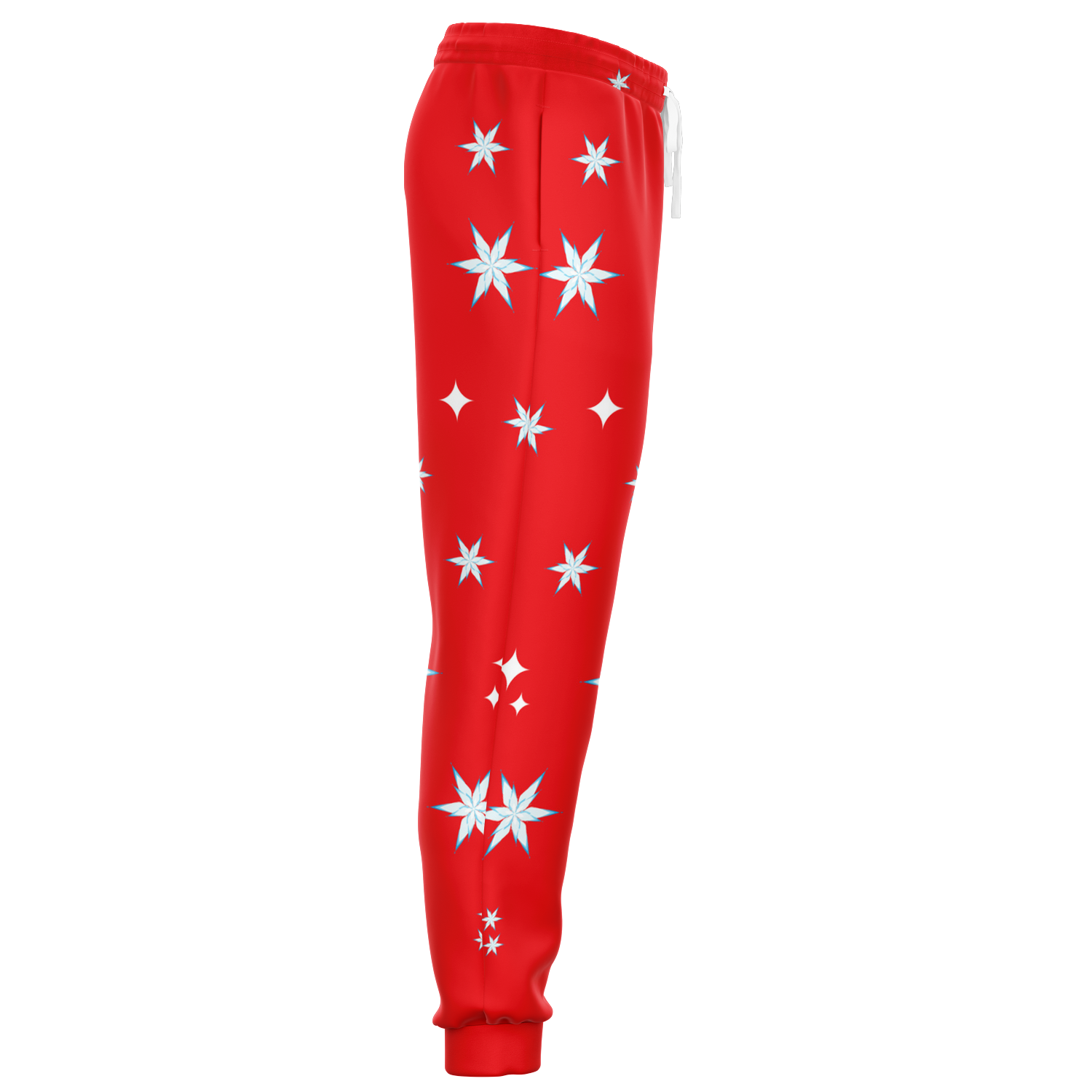 Left side view of Festive Glow Joggers with festive star design
