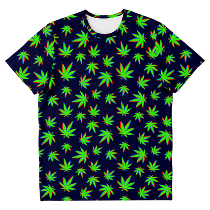 LEAF PRINT,
black tshirt,
unisex tshirt,
green leaf print