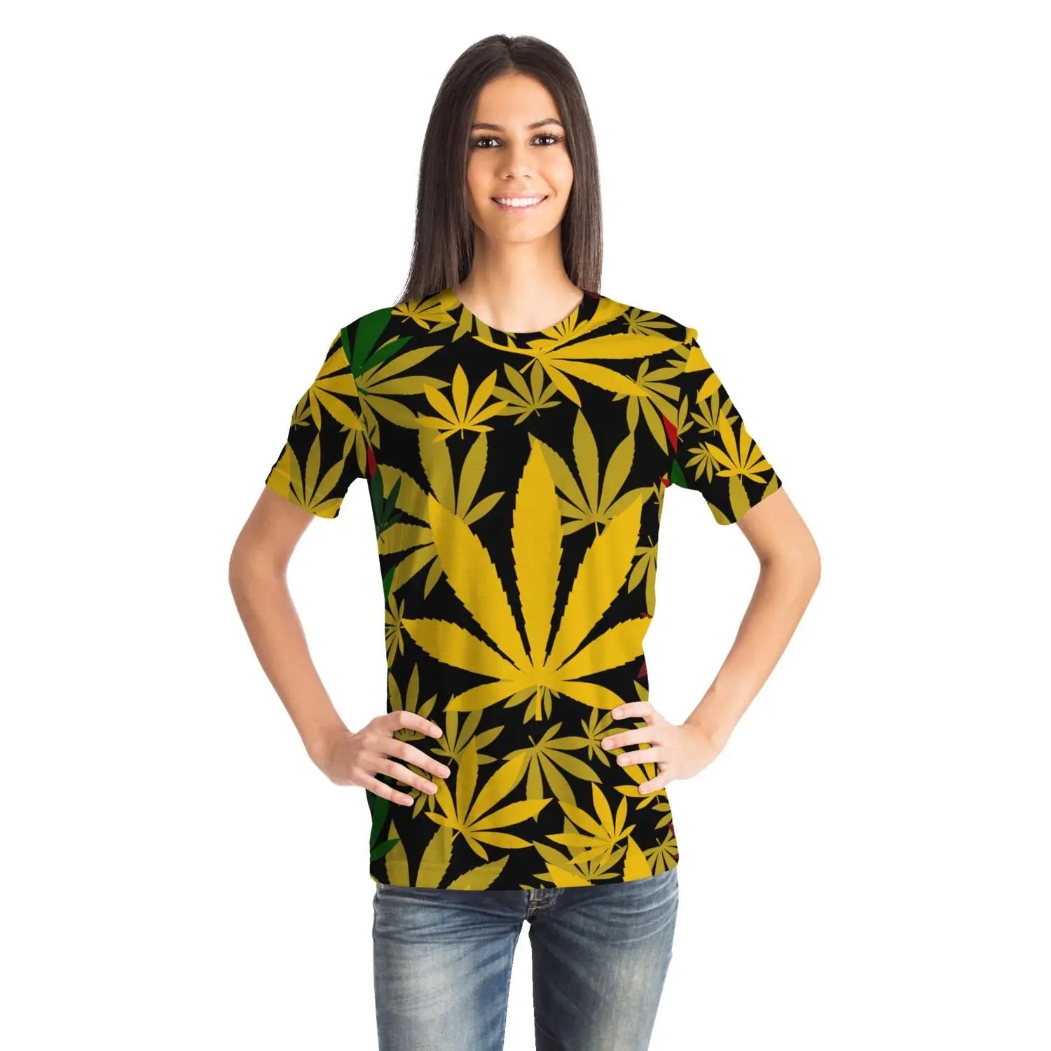 <alt.Green Leaf Printed T-shirt - Taufaa>