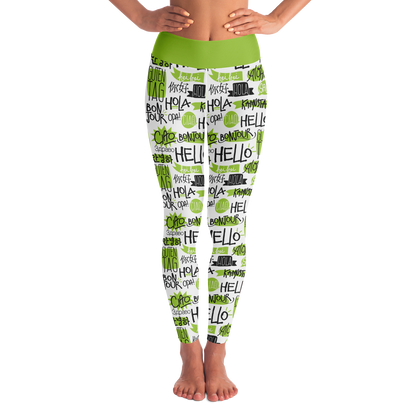 white and green leggings,
travel leggings,
yoga wear,
leggings for gym