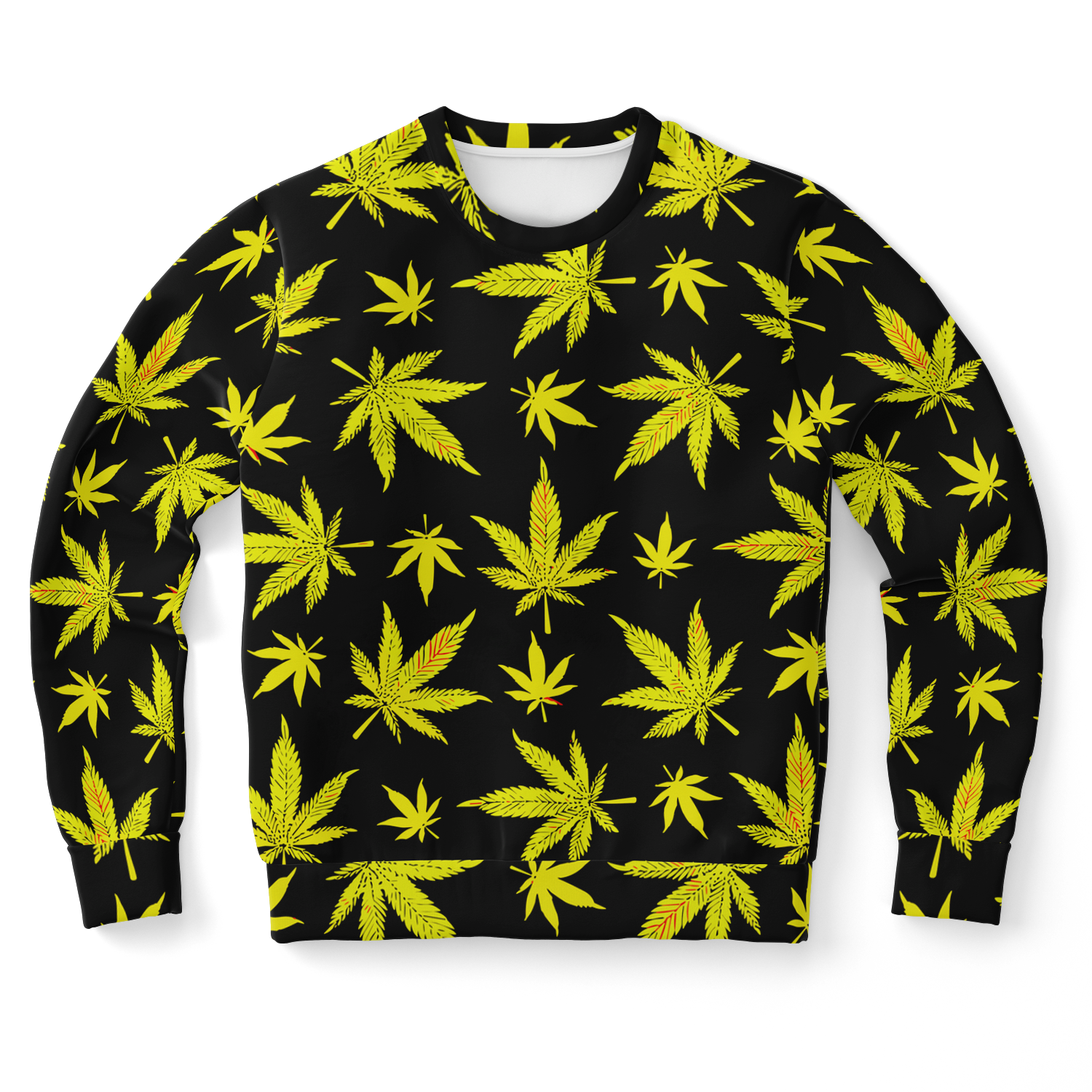 leaf print sweatshirt,
black and yellow sweatshirt,
all-over print sweatshirt,
leaf print