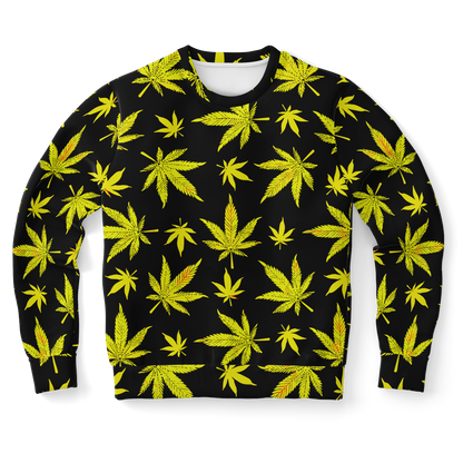 leaf print sweatshirt,
black and yellow sweatshirt,
all-over print sweatshirt,
leaf print
