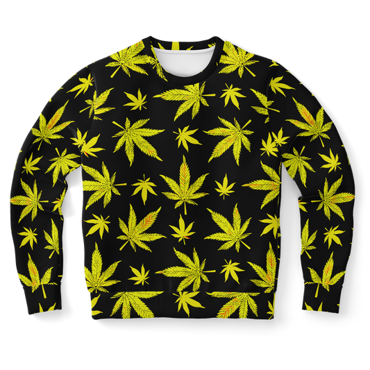 leaf print sweatshirt,
black and yellow sweatshirt,
all-over print sweatshirt,
leaf print