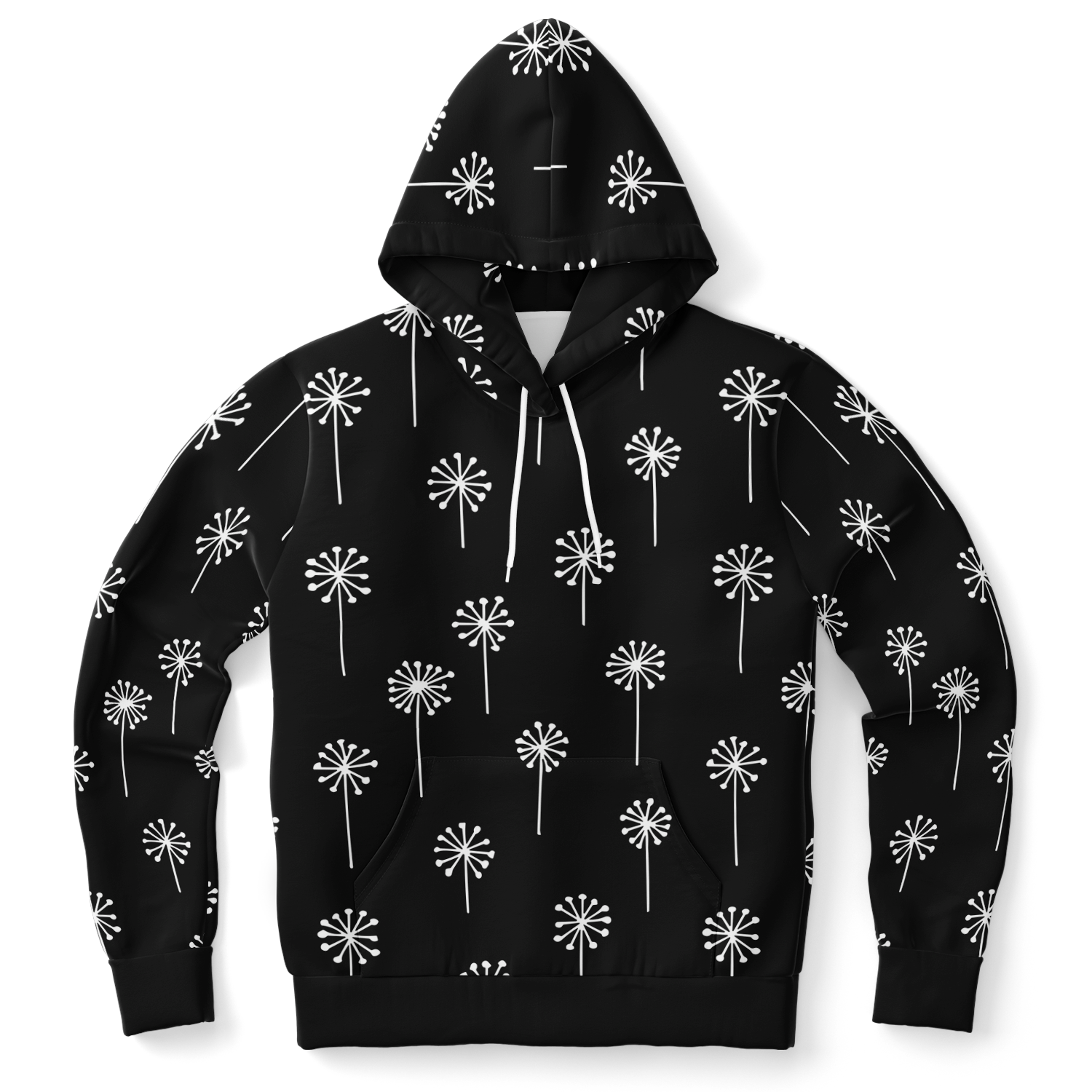 black and white hoodie,
floral graphic hoodie,
unisex hoodie