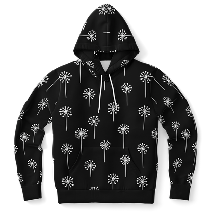 black and white hoodie,
floral graphic hoodie,
unisex hoodie