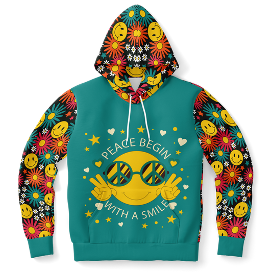 smiley hoodie,
teal hoodie,
happy face hoodie