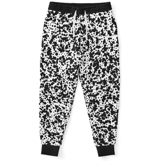 trendy wear,
smart wear,
black and white joggers,
unisex joggers,
printed jogger pants