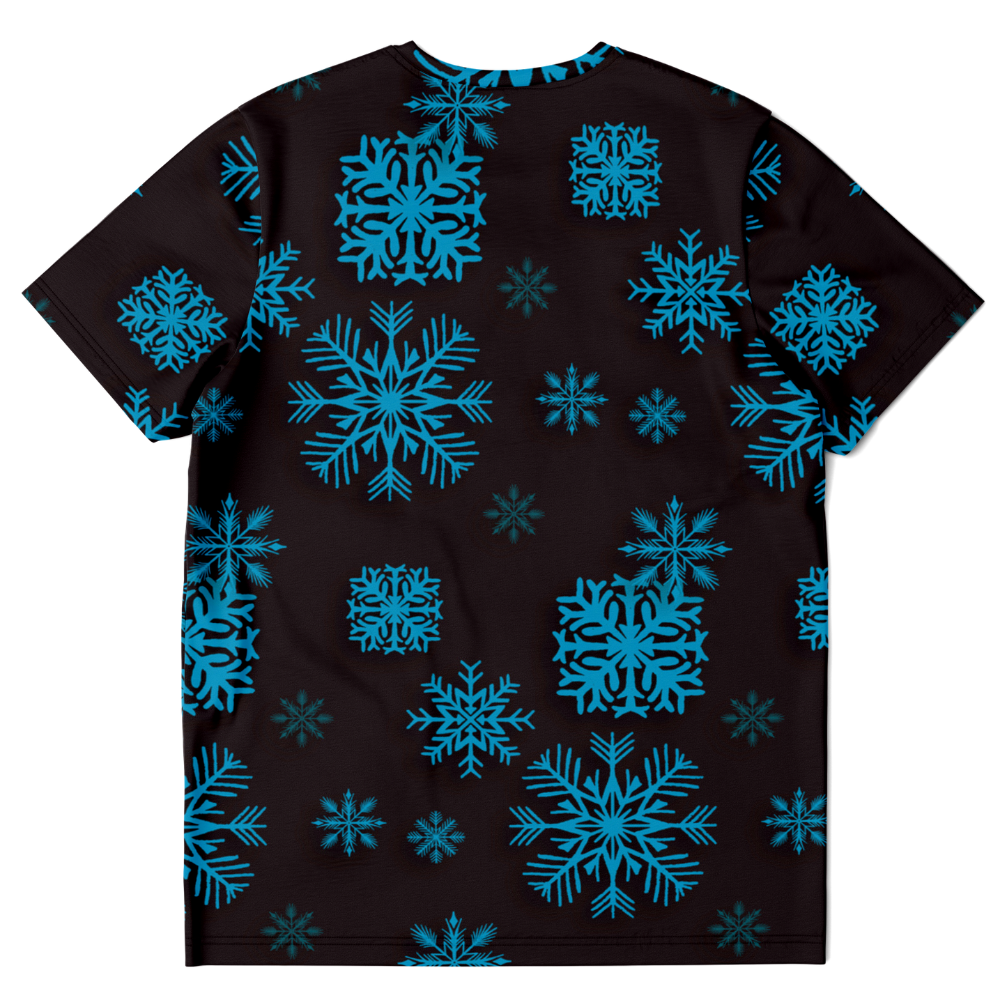 Santa Claus T-shirt – back view showing festive snowflake pattern on black base