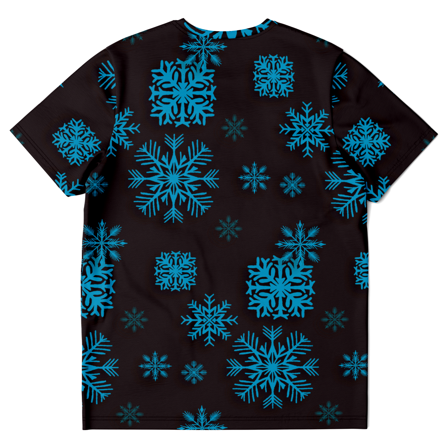 Santa Claus T-shirt – back view showing festive snowflake pattern on black base