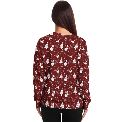  Female model back view wearing Santa Sweatshirt highlighting Christmas suit design