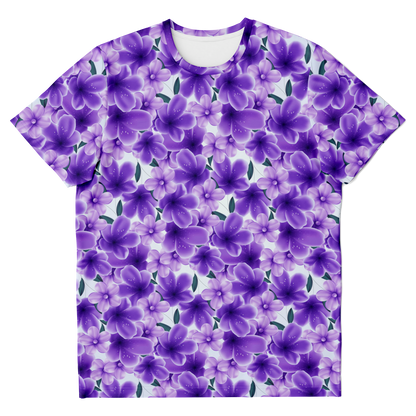 floral pattern t-shirt,
violet tshirt,
unisex tshirt