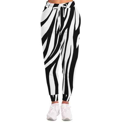 Women’s Zebra Print Joggers – Front view blending wild aesthetic with everyday comfort