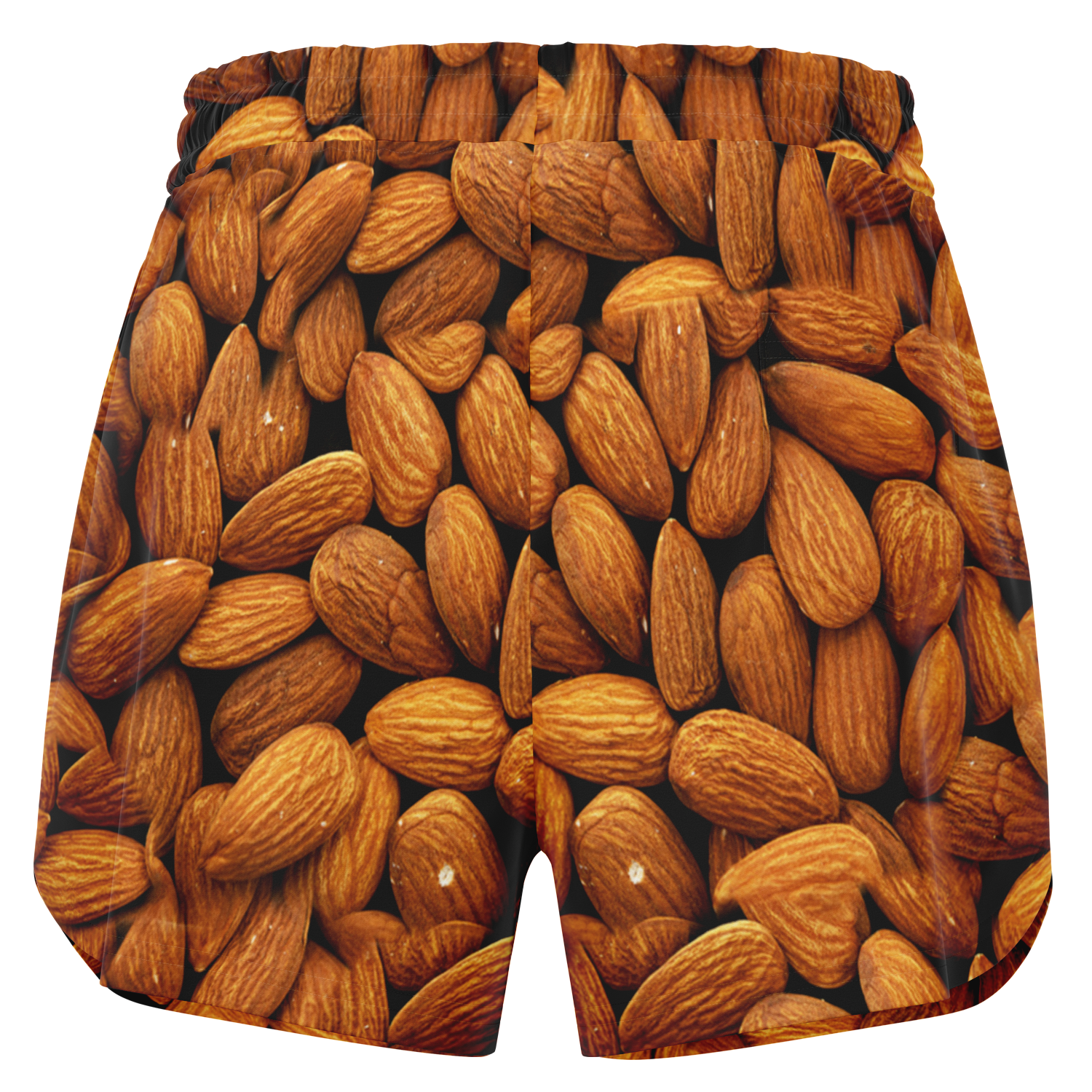Almond Flex Shorts back flat view with almond pattern design

