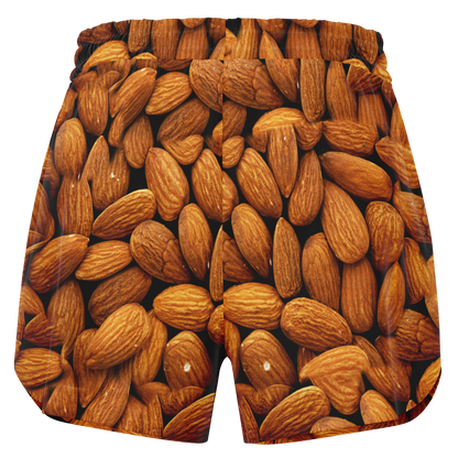 Almond Flex Shorts back flat view with almond pattern design

