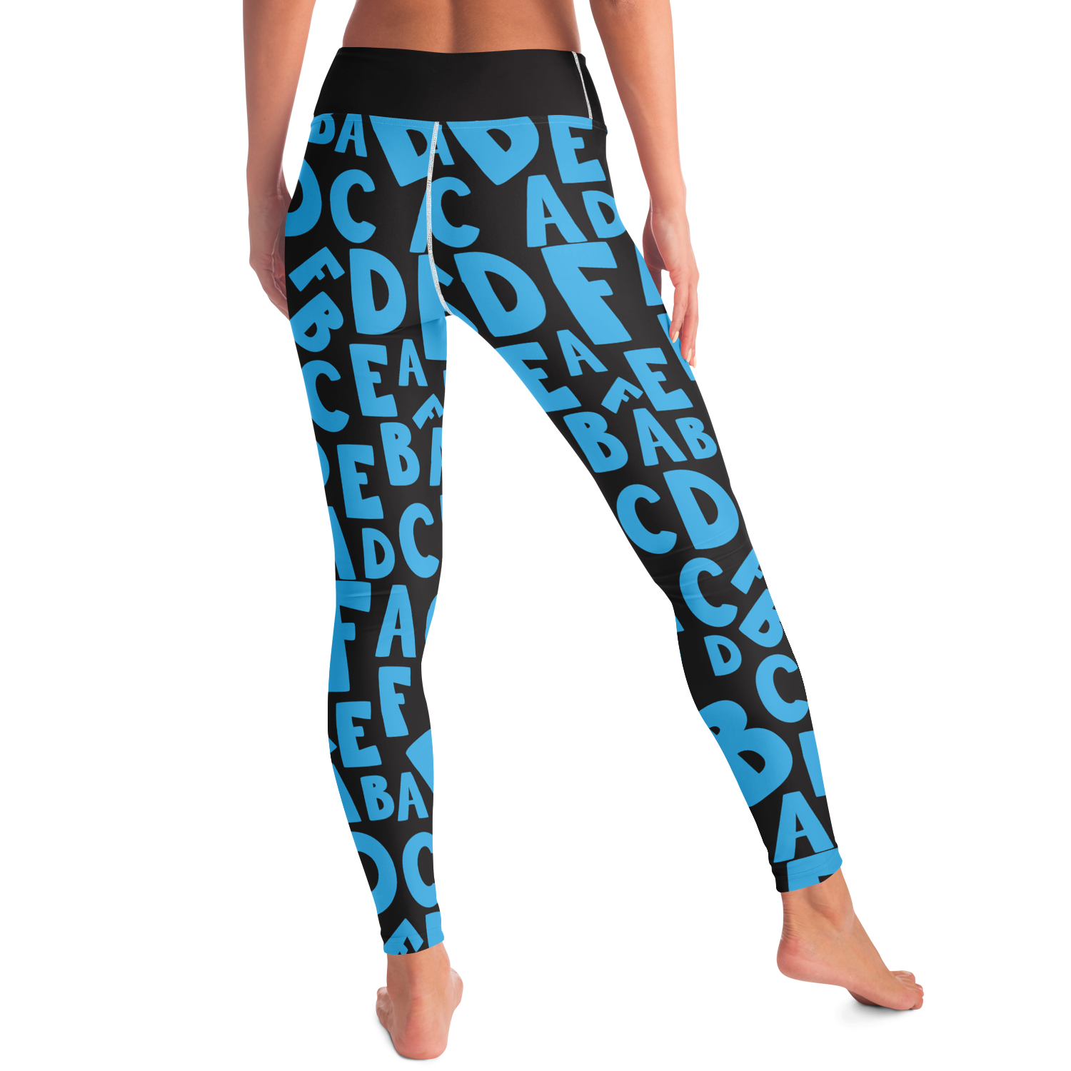 Alphabet Play Leggings – Back angled
view showing design and flexible fit
