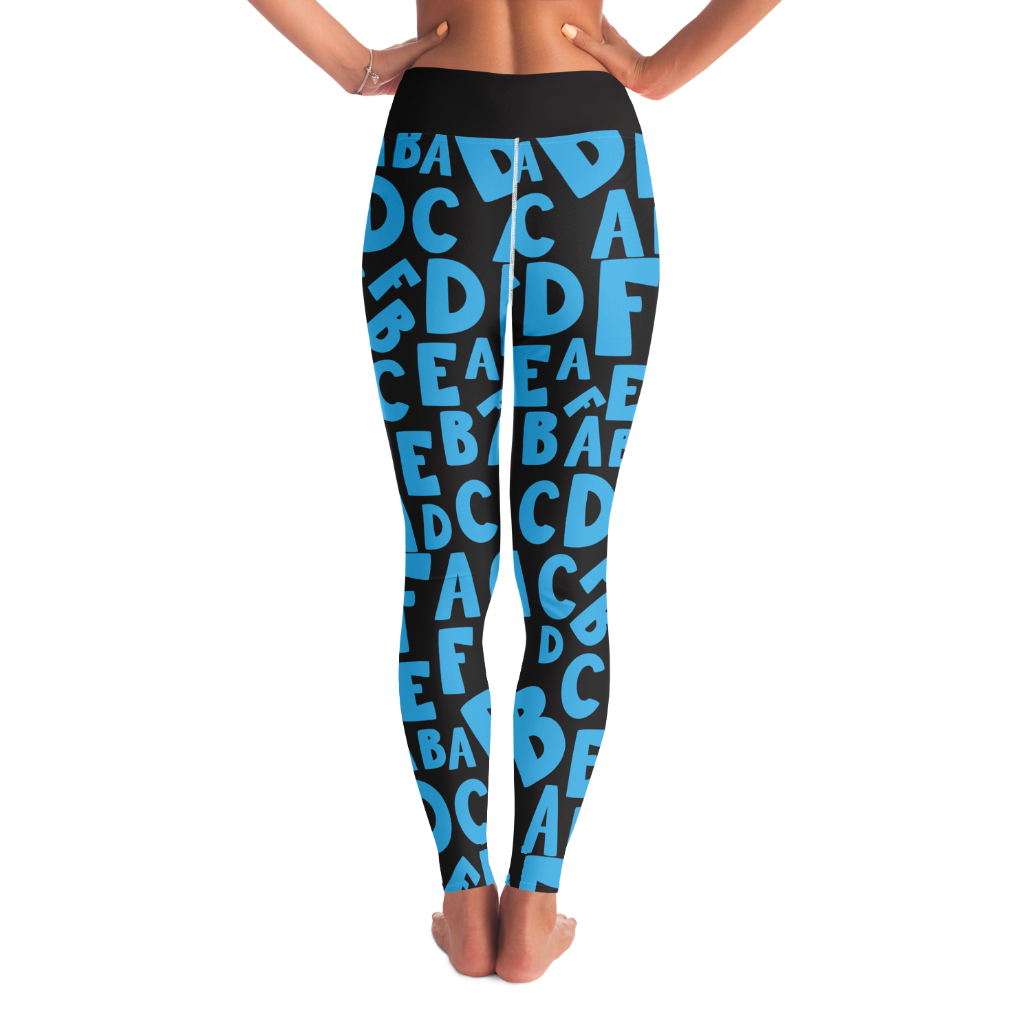 Alphabet Play Leggings – Back view showing high-waisted design and fun letter print