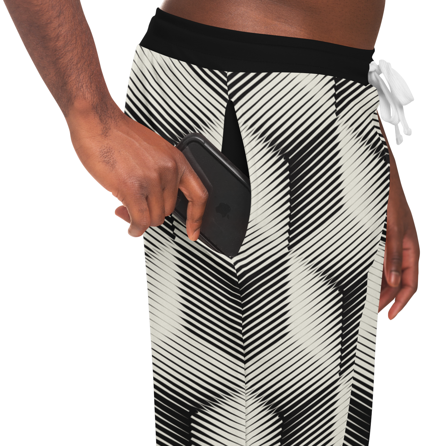  Black and White Joggers for Men – Model in motion, showcasing style and comfort