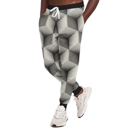  Black and White Joggers for Men – Side pose showing pattern flow and fit