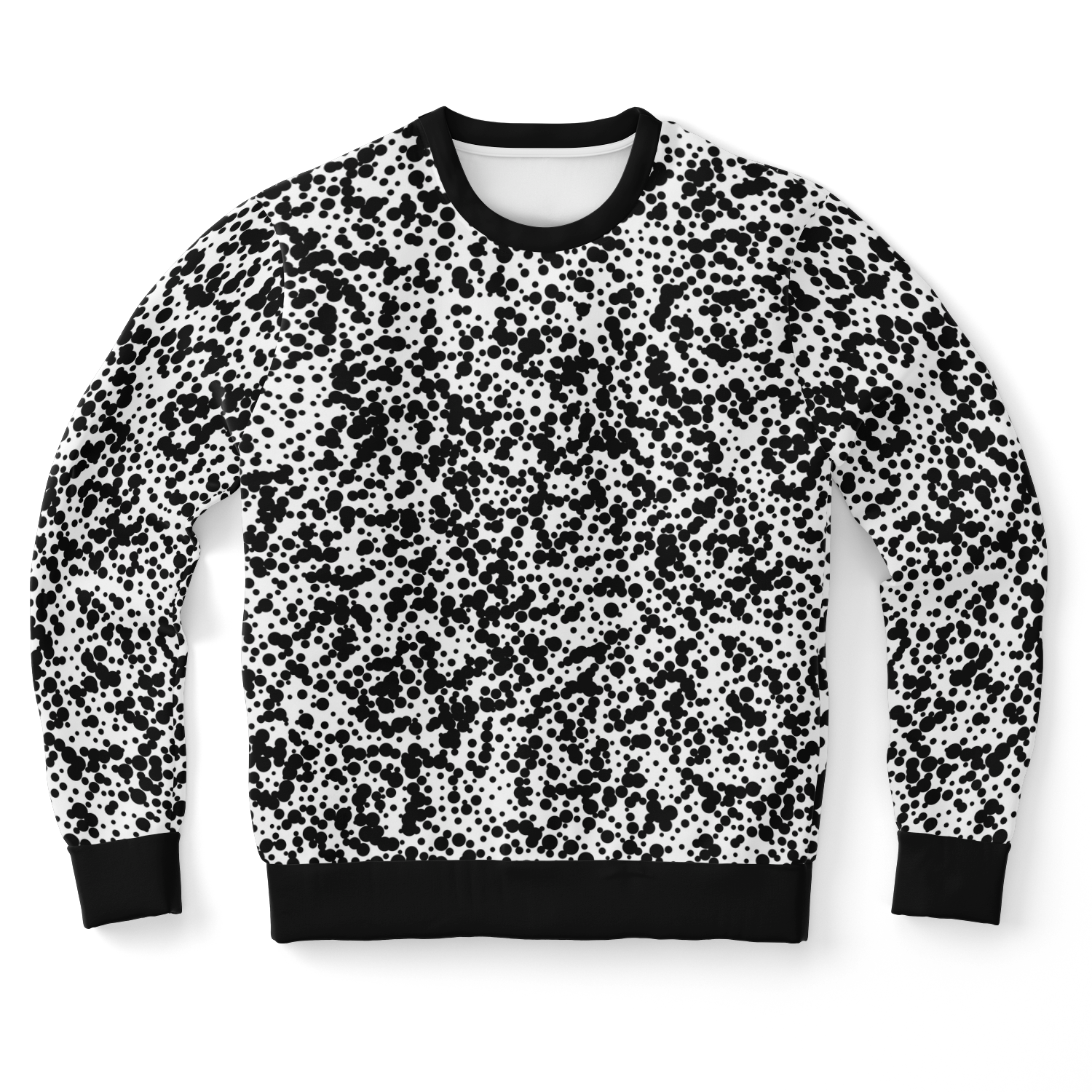 Front of sweatshirt from Black Spots co-ord set with monochrome design