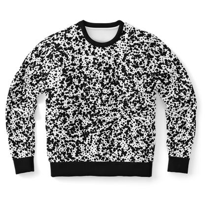 Front of sweatshirt from Black Spots co-ord set with monochrome design