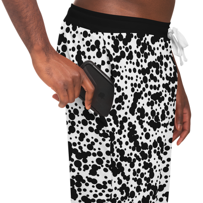 Black Spotted Joggers – Side pocket detail with functional design and contrasting spots