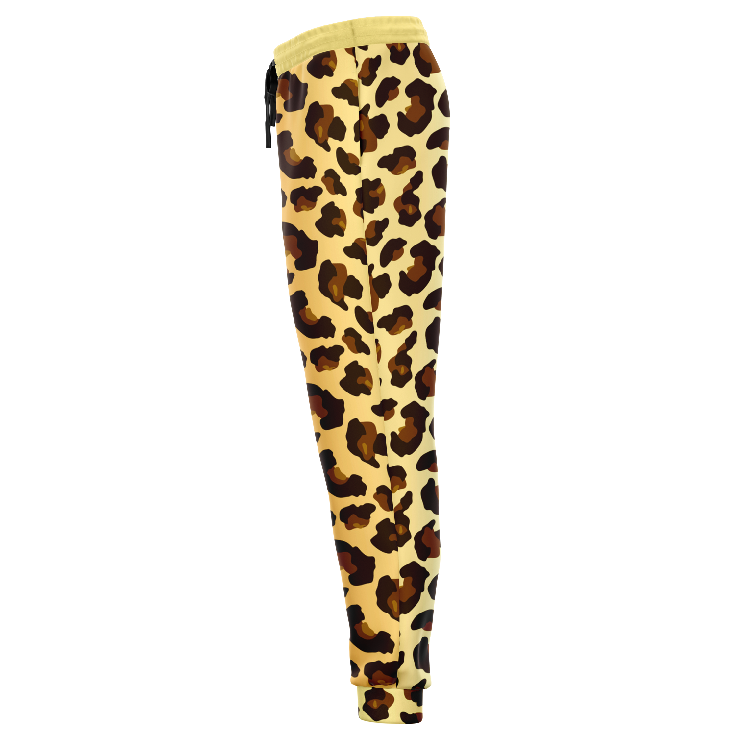 Cheetah Print Joggers – Left profile view showing tapered ankle and seamless design