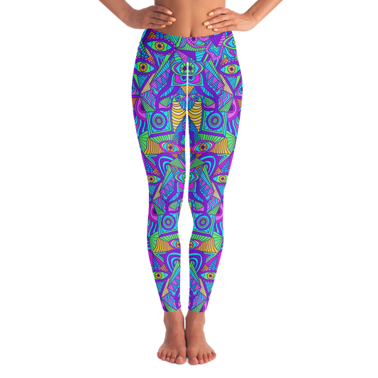  Color Rush Leggings – Front view showcasing vibrant psychedelic swirl design