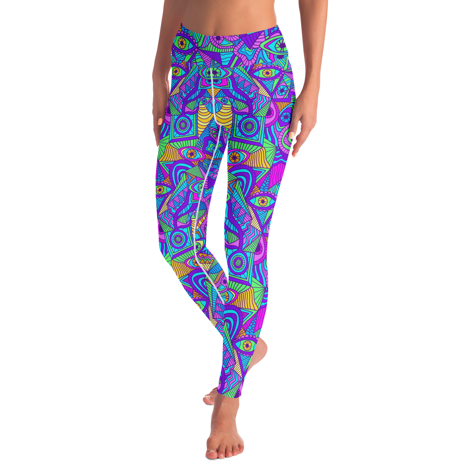 Color Rush Leggings – Angled model pose with artistic burst of color