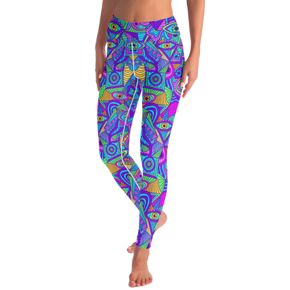 Color Rush Leggings – Angled model pose with artistic burst of color