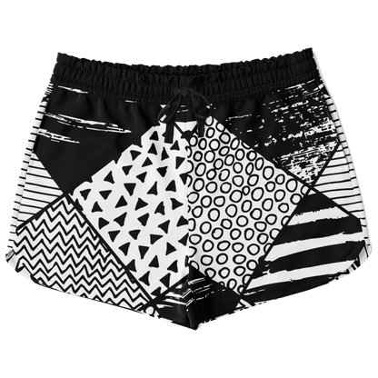 Front view of Contrast Clash co-ord shorts with high-contrast pattern blocks