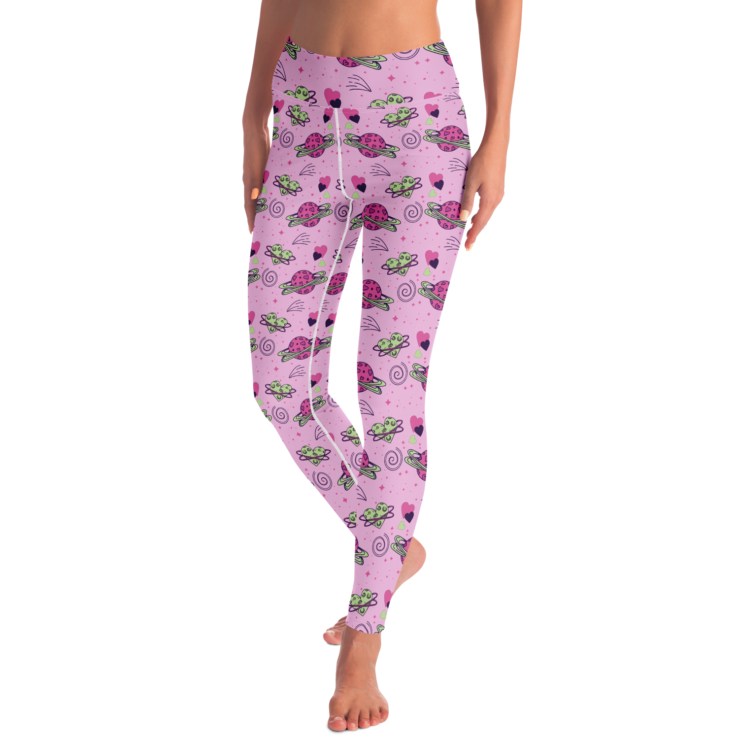 Cosmic Crush Leggings – Side pose revealing galaxy-inspired details with vibrant colors