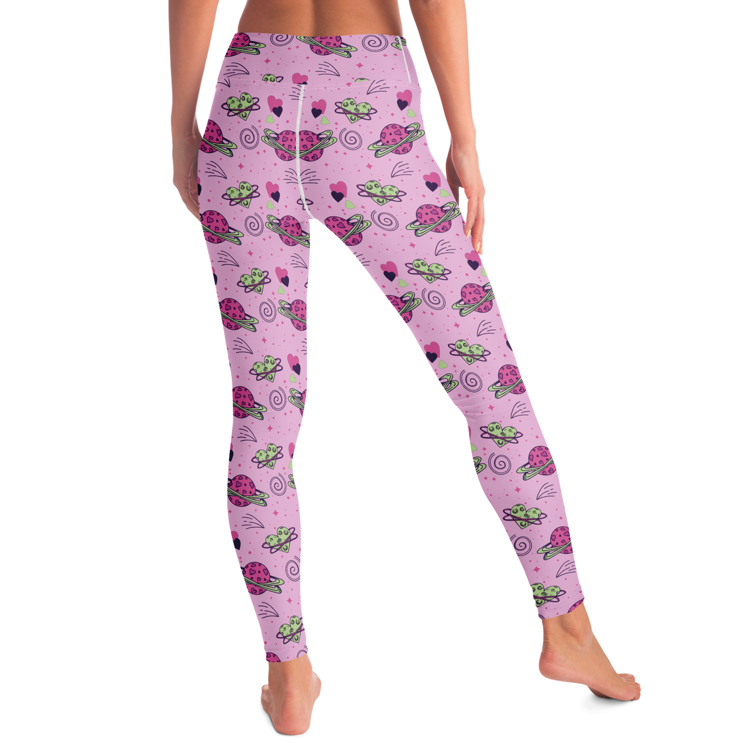 Cosmic Crush Leggings – Model mid-step highlighting celestial charm and stretch fit