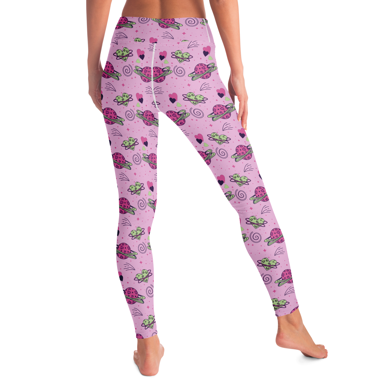 Cosmic Crush Leggings – Model mid-step highlighting celestial charm and stretch fit