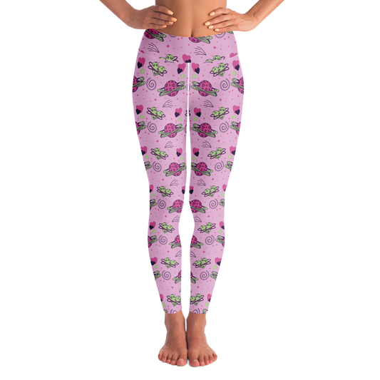  Cosmic Crush Leggings – Front view with dreamy pink tones and playful cosmic elements