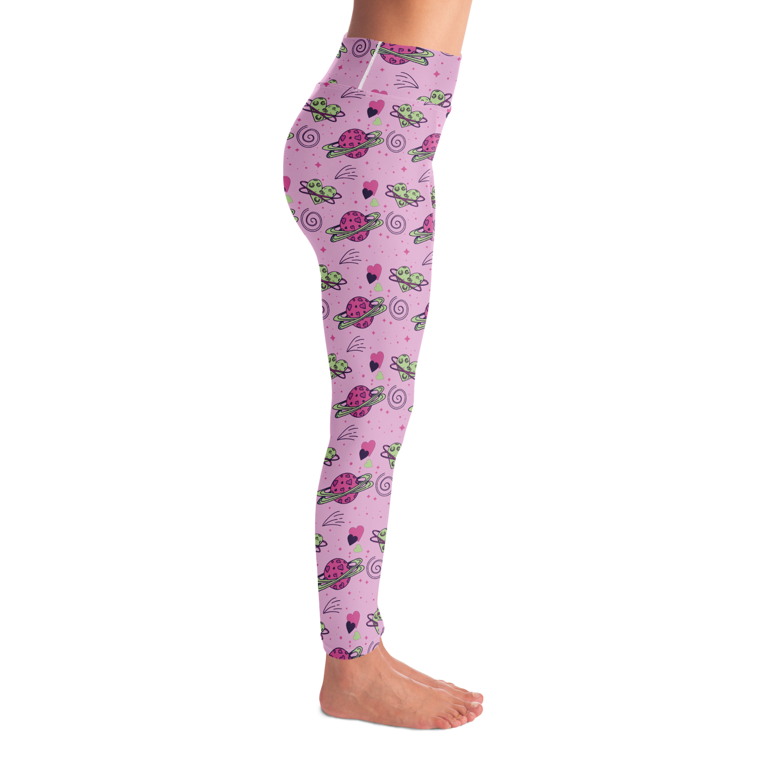 Cosmic Crush Leggings – Right profile view with a fun and youthful outer space vib