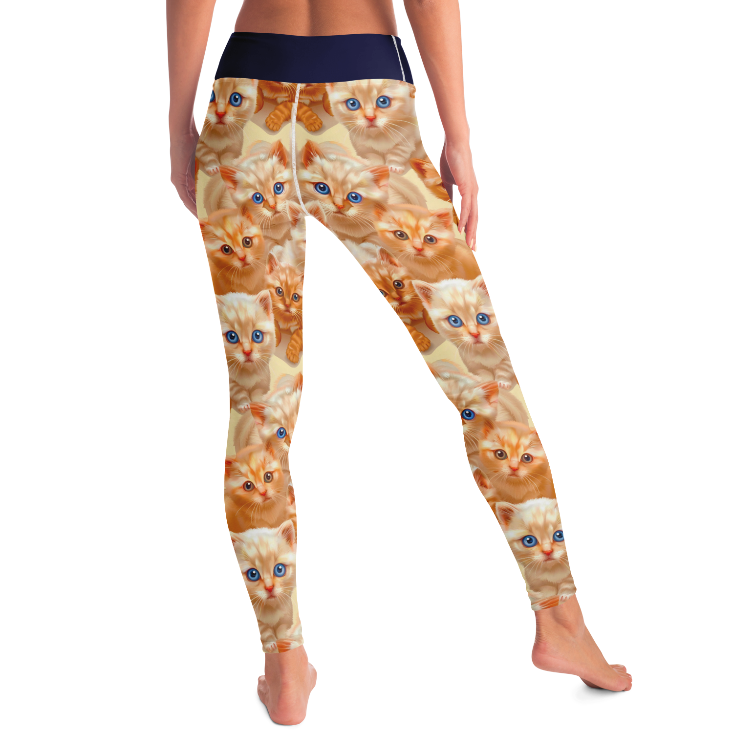 Cuddle Cat Leggings – Angled back view displaying pattern symmetry and snug fit
