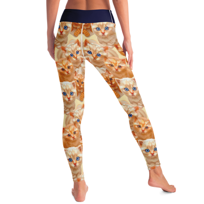 Cuddle Cat Leggings – Angled back view displaying pattern symmetry and snug fit